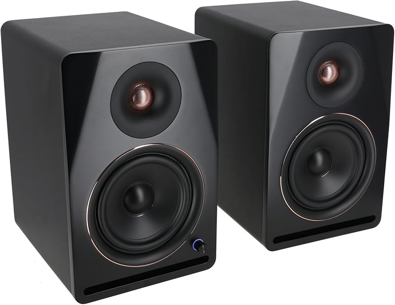 Rockville APM6B V2 Par de parlantes para monitor de estudio autoamplificados de 6,5", Bluetooth, 100 W RMS/400 W pico, negro | 400 W pico/100 W RMS, tarjeta de sonido USB, Bluetooth 5.3, entradas XLR/TRS/RCA, salida RCA, controles de graves/agudos, clase D biamplificada
