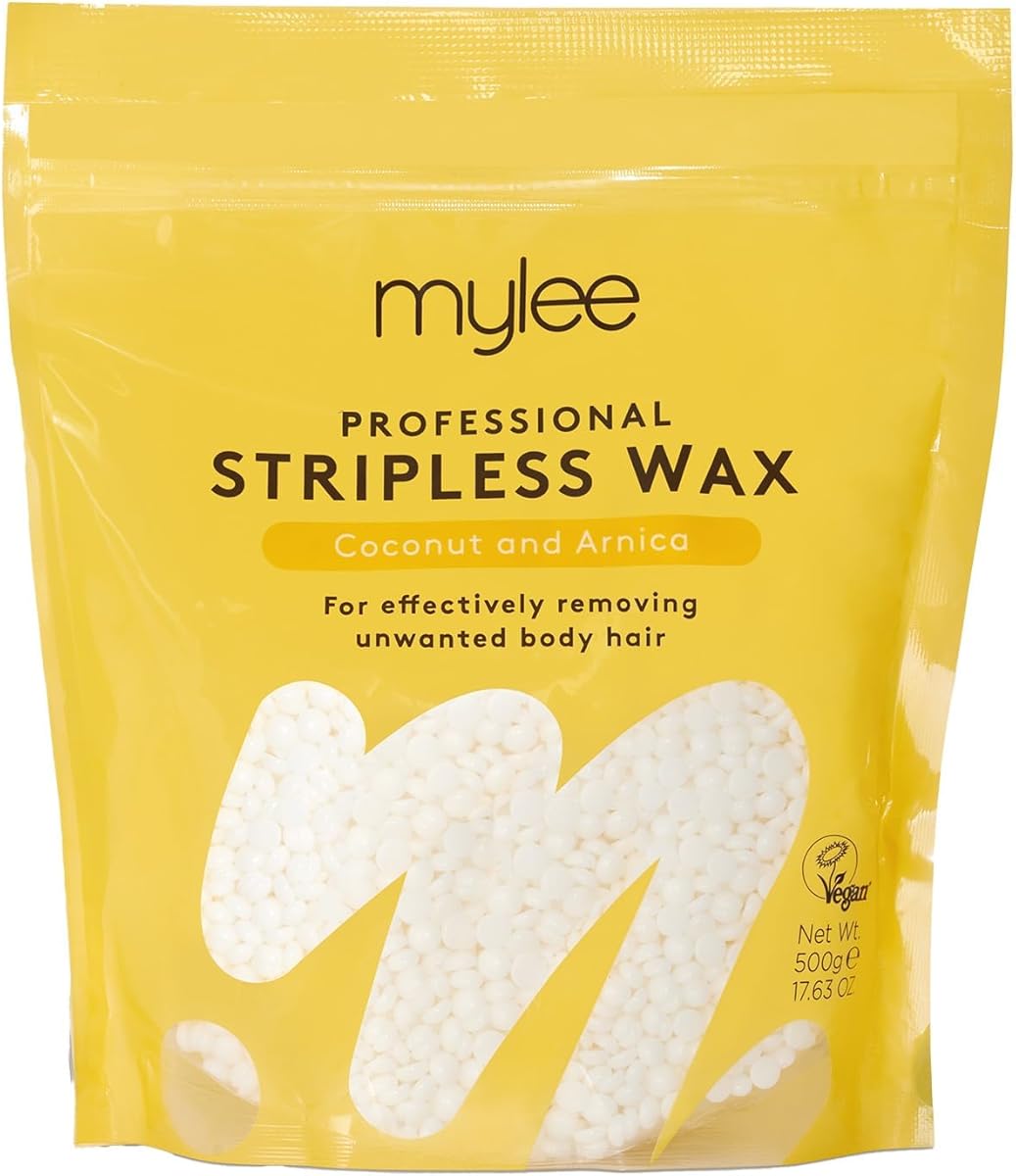 Mylee Professional Hard Wax Beads - 500g Premium Italian Stripless Wax for Women & Men – At-Home Hair Removal for Full Body, Face, Bikini Line & Brazilian Wax (Coconut & Arnica)
