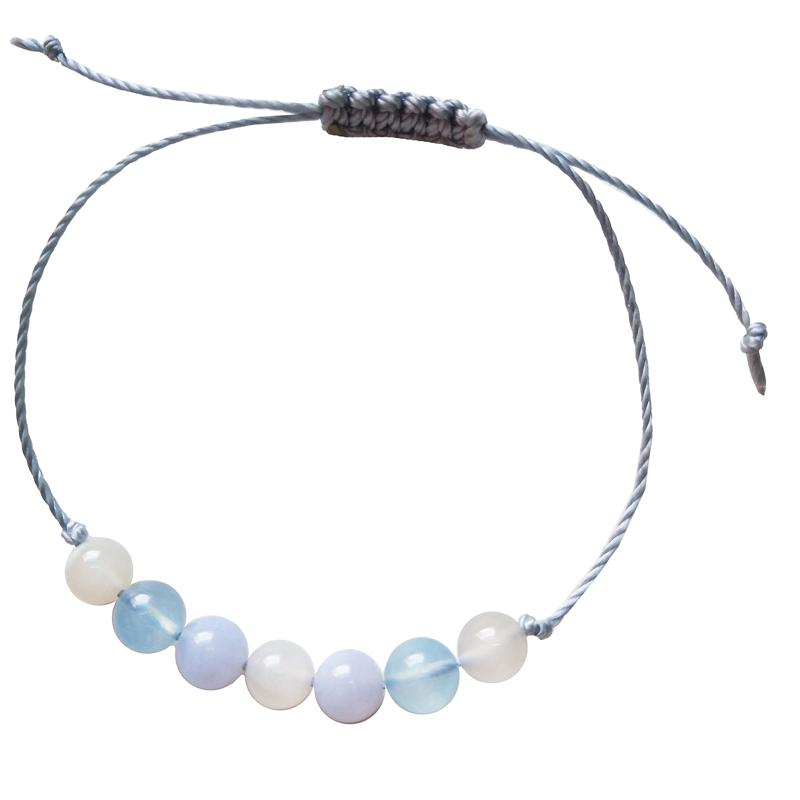 Mental Strength and Emotional Balance, Moonstone, Blue Lace Agate, Aquamarine Healing Energy,Healing Bracelet, String Bracelet