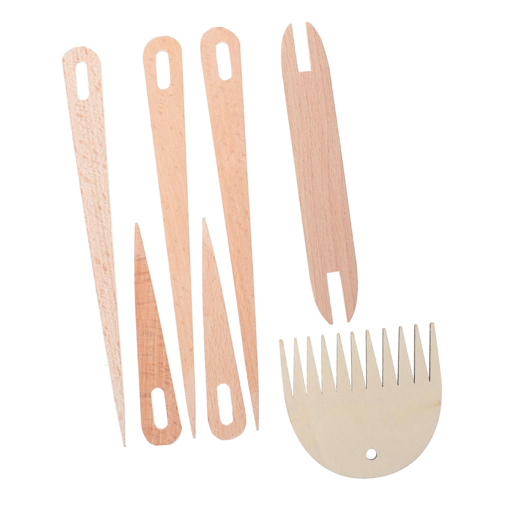 CIMAXIC Professional Weaving Tools Natural Wooden Stick Set Crochet Knitting Kit Weaving Shuttle Comb for Beginners