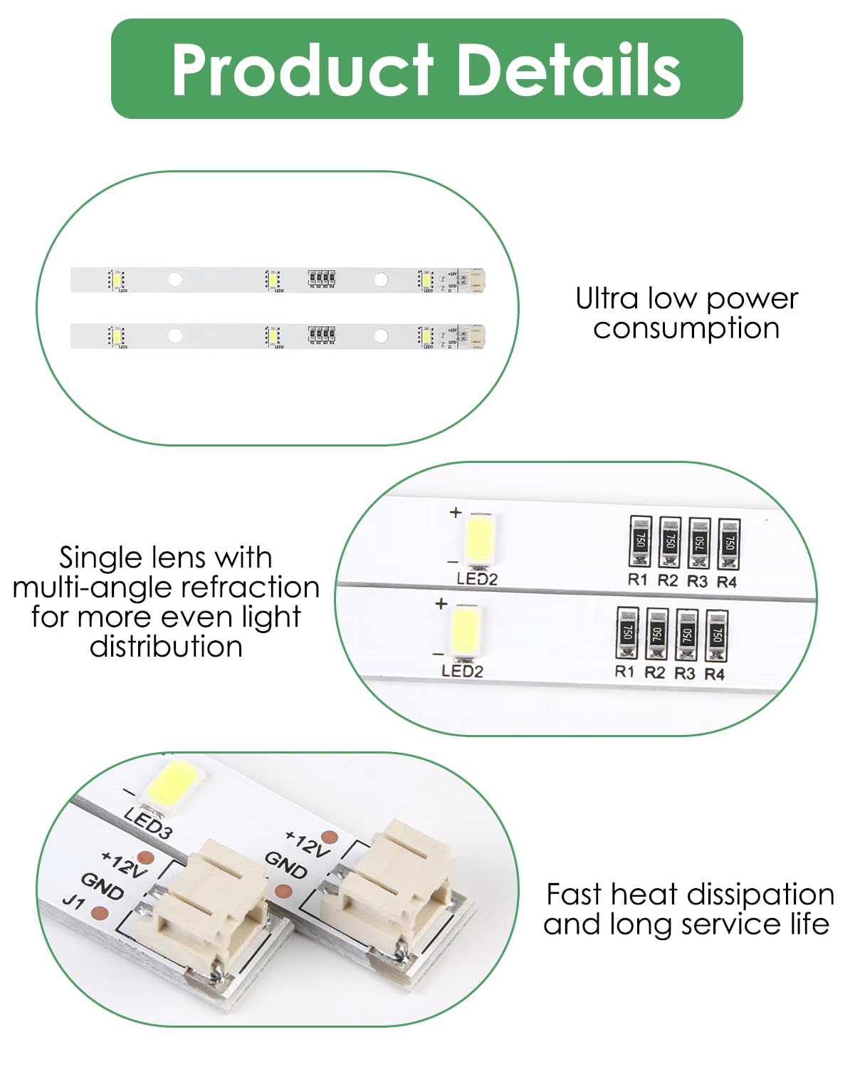 2 strisce luminose LED per frigorifero RONGSHENG/HISENSE E349766 MDDZ-162A 1629348 DC12V 2W Lampadina di ricambio per frigorifero Kenwood KIFF5017 KIFF5020 KIFF7017 [Classe energetica A+++]