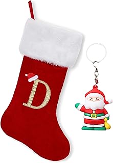 ZGCYSMHT Personalized Initials Christmas Stockings 18 Inches Family Embroidered Initial Christmas Stockings Fireplace Hanging for Holiday Xmas Party Decor(Red D)