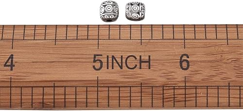 Miniatura 3 de Pandahall - 50 unidades de cuentas de barril de aleación de tubo espaciadores de 0.236 x 0.236 pulgadas, plata antigua para hacer pulseras,