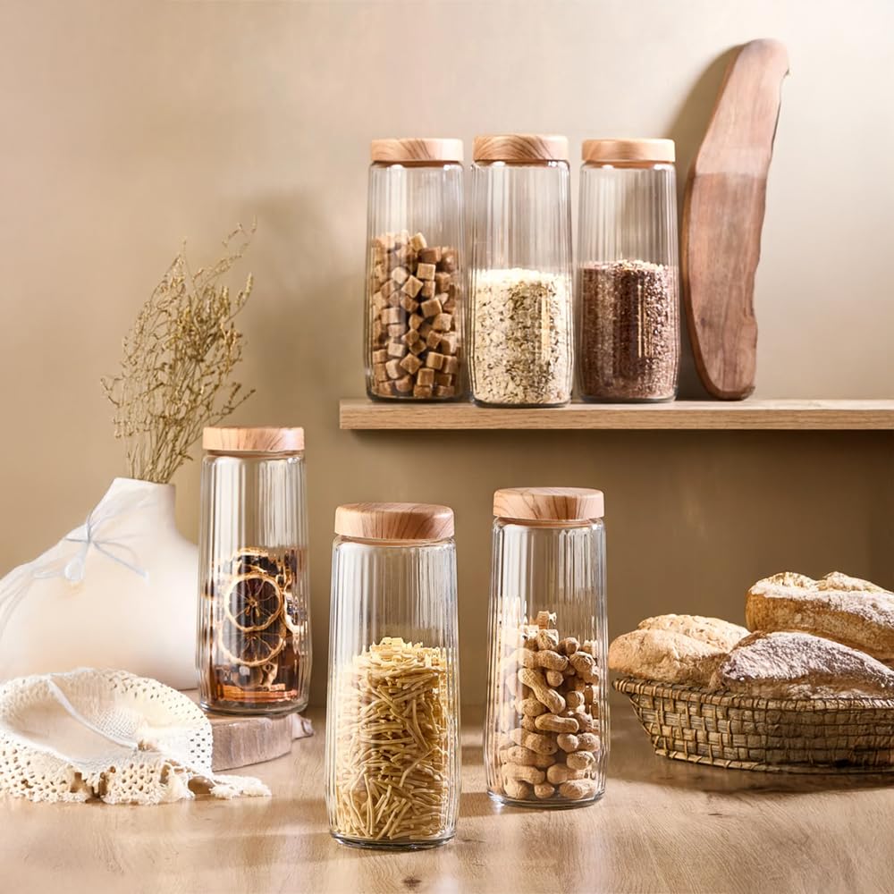 6-teiliges Glas Vorratsdosen Set 1,5L – Luftdicht mit Deckel – Aufbewahrungsgläser für Spaghetti, Konserven, Hülsenfrüchte & Trockenwaren