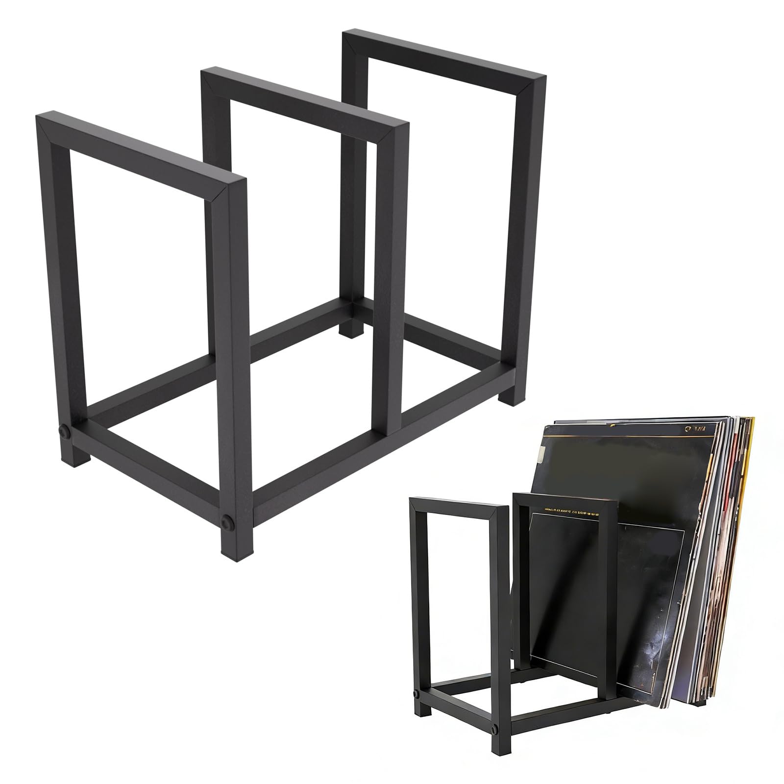 Espositore per dischi in vinile, design salvaspazio con struttura robusta per riporre album e accessori per giradischi, ideale per collezionisti di musica