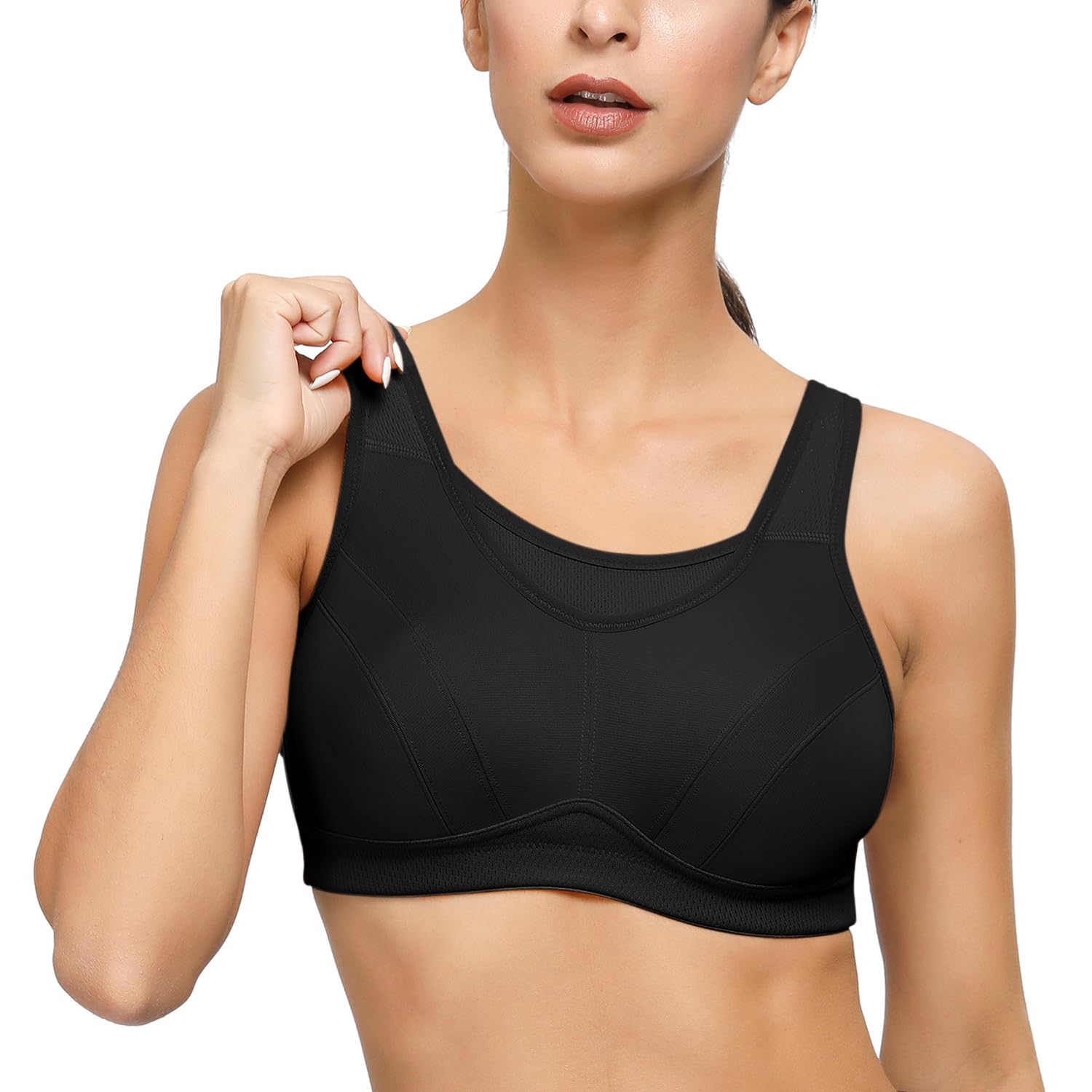 Deyllo Damen Sport BH Große Brüste starker Halt Sport-BHS Ohne Bügel für Fitness Joggen Lauf Yoga