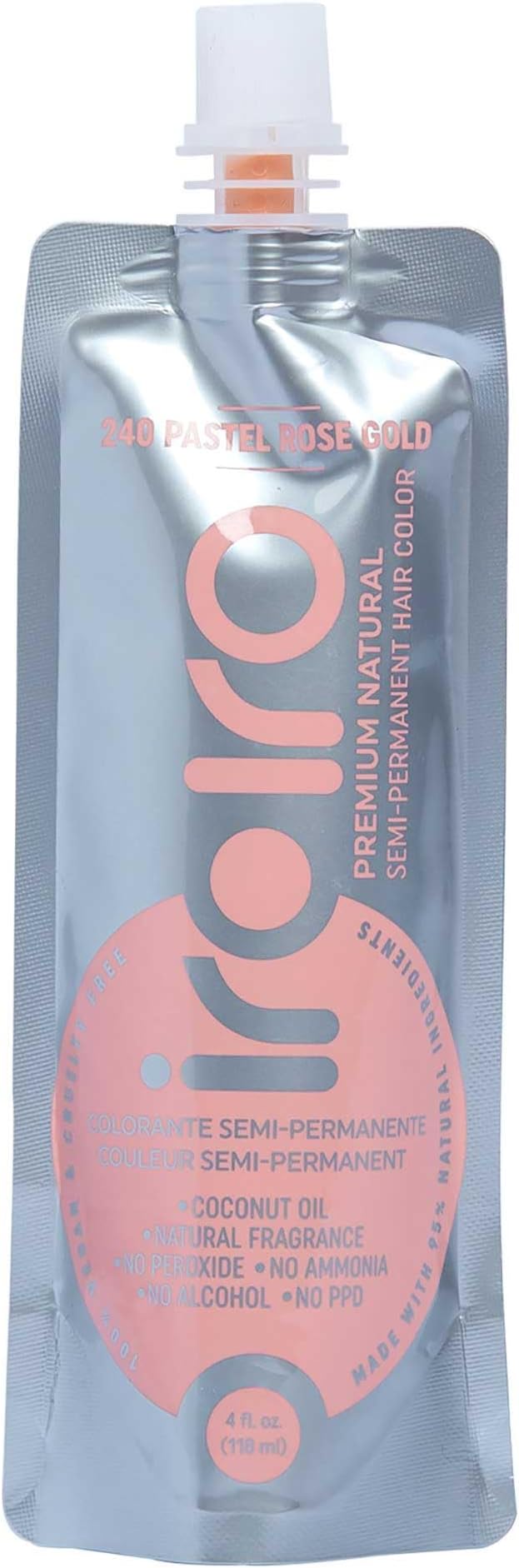 IroiroPremium Natural Semi-Permanent Hair Color 240 Pastel Rose Gold (4oz)