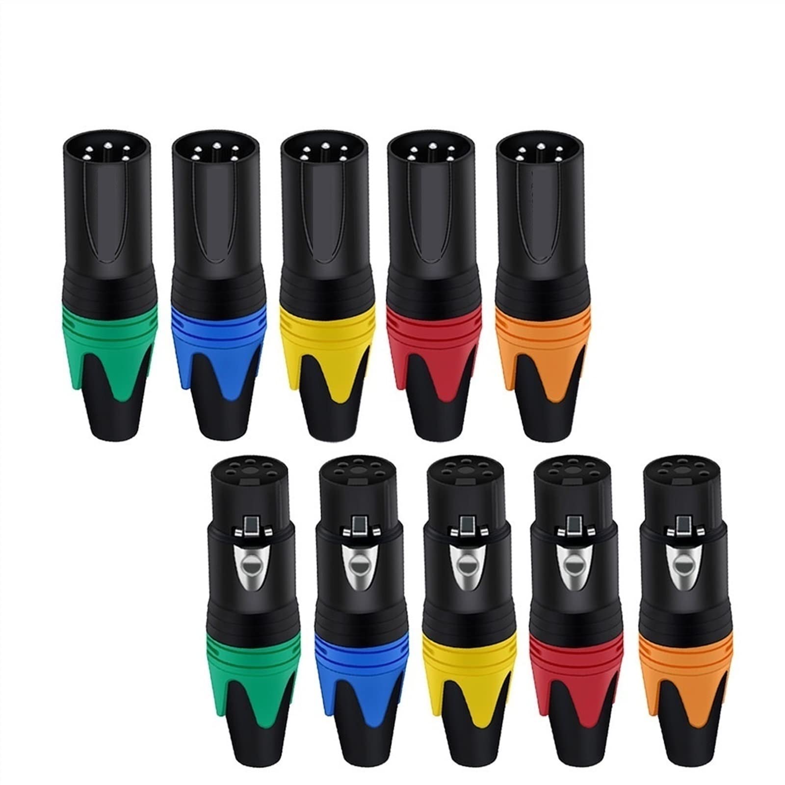 Conector hembra XLR de 5 pines y enchufe de audio para cable de micrófono azul pack de 10 unidades