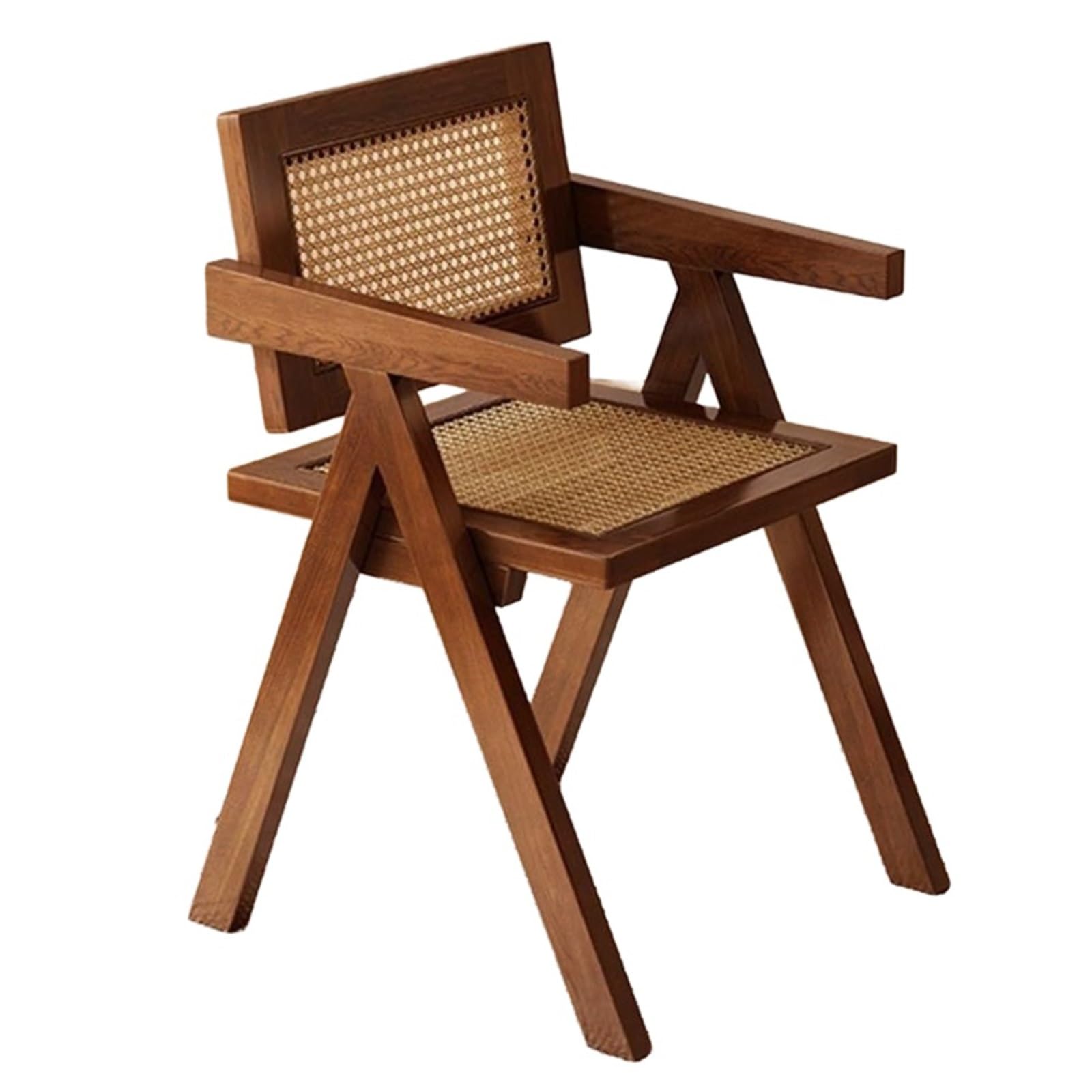 Chaise en rotin et bois massif marron au design élégant et finitions haut de gamme