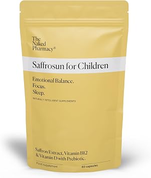 The Naked Pharmacy | Saffrosun for Children | Sleep & Balance | Natural Saffron Supplements with Vitamins D3 & B12 | High Strength | No Additives | Vegan | 60 Capsules