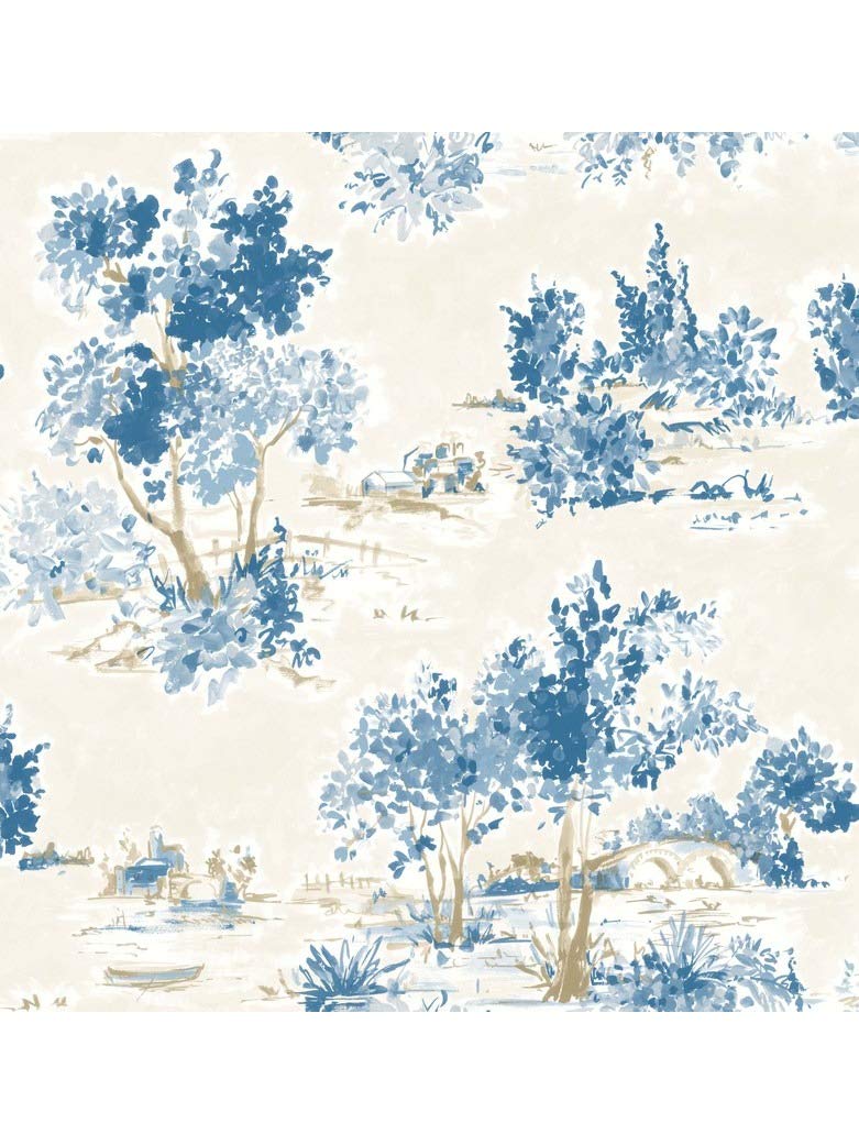 Fine Decor FD22052 - Maison Chic Trees Blue Fine Decor Wallpaper