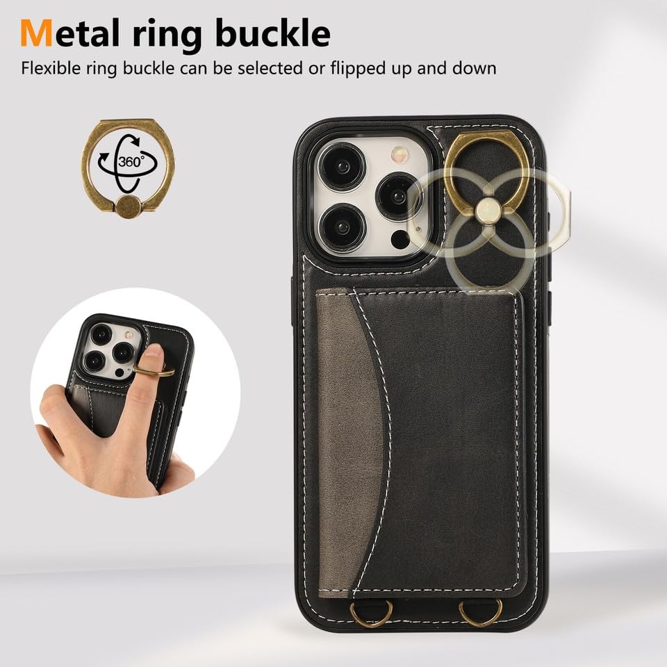 Pour iPhone 15 (6,1 pouces (couleur : noir) étui en cuir durable avec rabat magnétique pour smartphones
