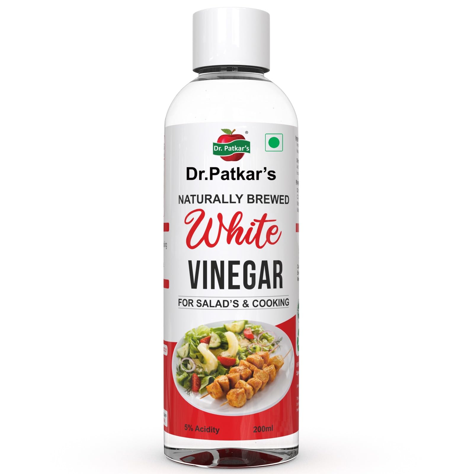 Dr. Patkar's Naturally Brewed White Vinegar for Salad Cooking Cleaning Purpose Flavoursome & Nutritious (200ml)