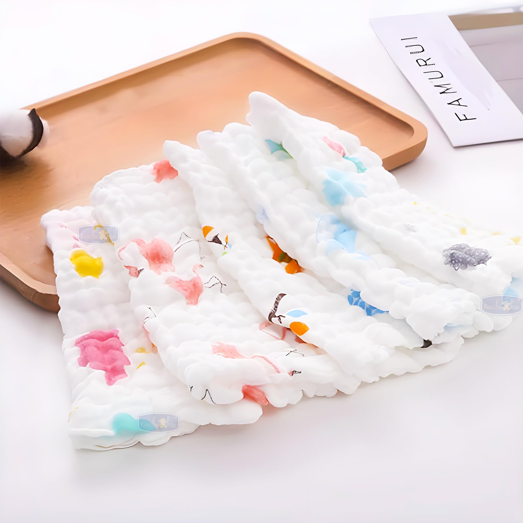 Koochie-Koo Soft Muslin Cloth for New Born Baby 500 GSM | 30x30 cm, Pack of 5 | Gentle Baby Towels Newborn | Premium Bath Towels for Delicate Skin | Gift for New Parents Fabric - Image 2 thumbnail