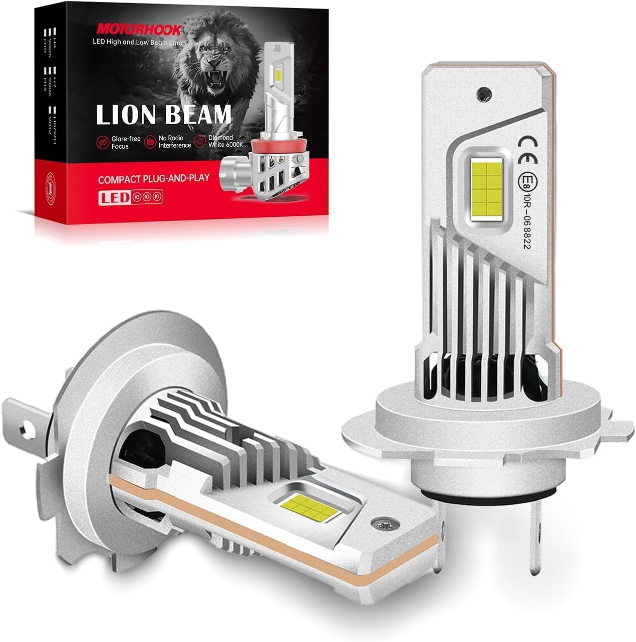 LUDUN H7 Halogen 12V 60W 6000K–H7 Lampe Auto Scheinwerfer Birne, Extra Hell, für Abblendlicht und Fernlicht, 2 Stück