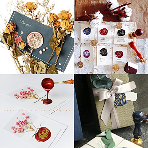 855Pcs Sealing Wax Beads with A Wax Seal Stamp, a Wax Spoon and 2Pcs Tea Candles