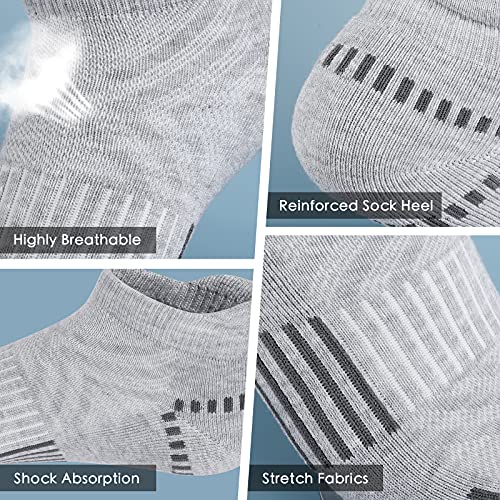 Image of Airacker Ankle Athletic Running Socks Cushioned Breathable Low Cut Sports Tab Socks for Men and Women (6 Pairs)
