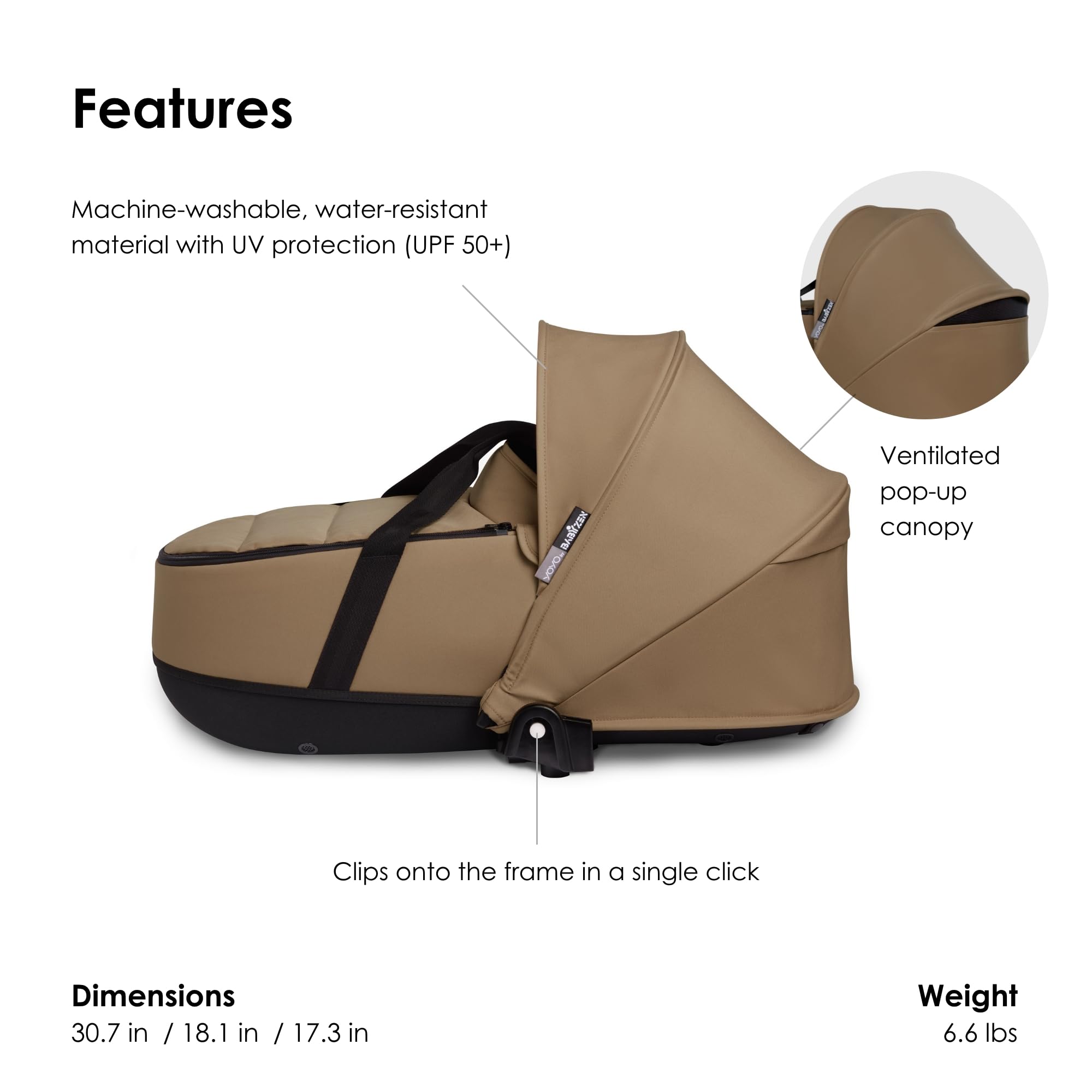 Amazon.com : Babyzen YOYO 0+ Bassinet, Toffee - Includes Thick