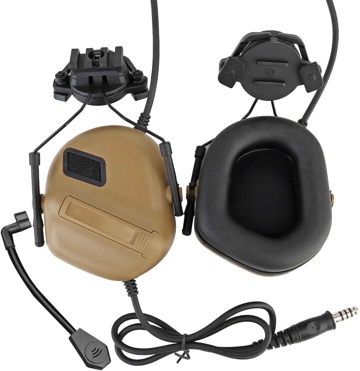 Tactical Fast Helmet Headset Shooting Headphone with 360° Rotation and Pickup & Noise Reduction for Airsoft