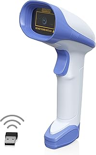 AMBIR BR200 Wireless/USB Barcode Scanner: Supports-1D,2D,PDF417, & QR barcodes. OS: Win, Mac, Linux, Android-White/Blue