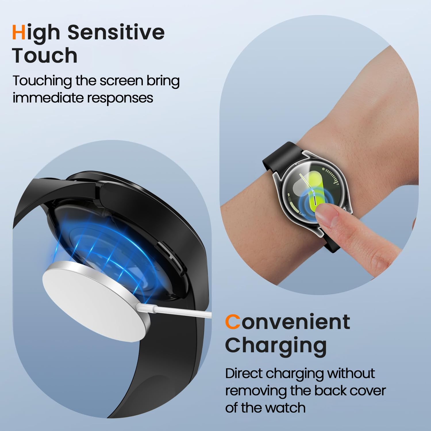 ivoler 3 sztuki etui z folią ochronną do Samsung Galaxy Watch 7 40 mm, pełne pokrycie, odporne na uderzenia i zarysowania, ultracienkie, miękkie etui ochronne z termoplastycznego poliuretanu (TPU), 2