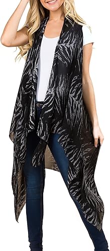 Chaleco largo sin mangas para mujer con parte delantera abierta, ligero