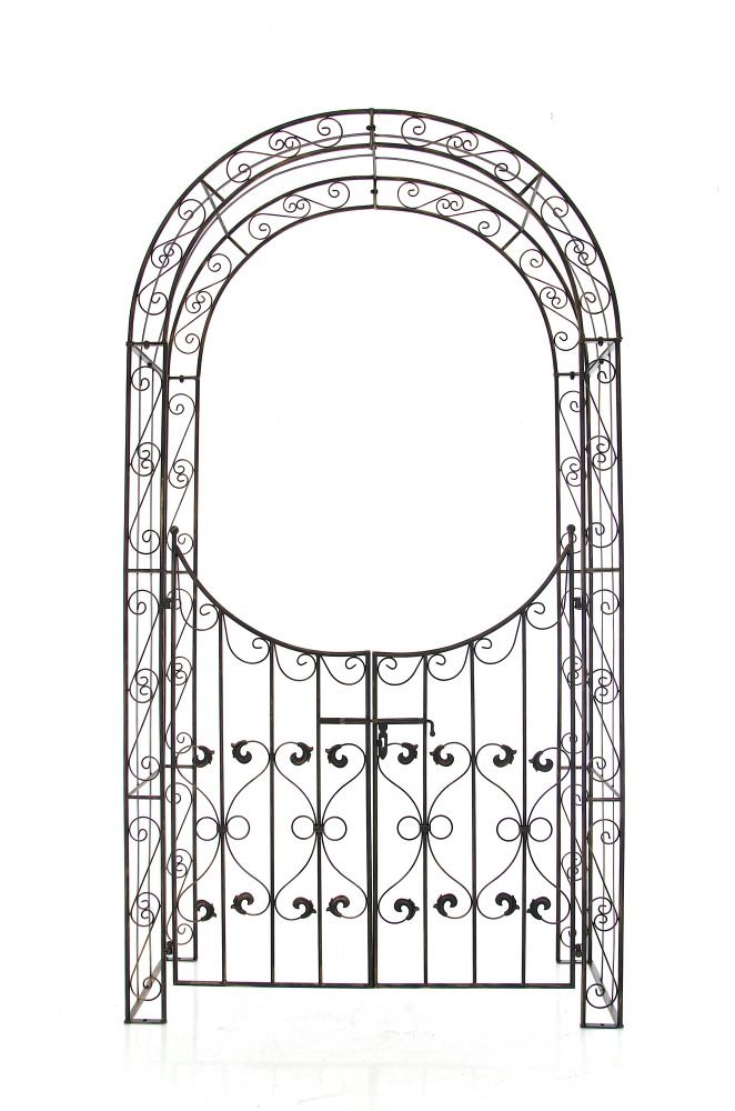 CLP Arche de Jardin avec Portillon Sina- Arceau de Jardin Romantique en Fer Forgé - Support pour Plantes Grimpantes avec Porte Style Shabby-Chic, Couleur:Bronze
