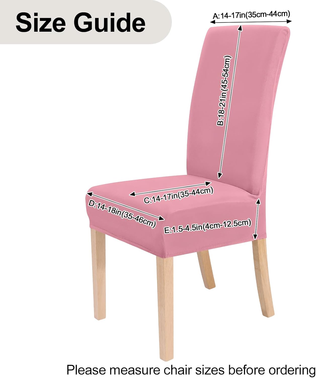 Smiry Velvet Stretch Dining Room Chair Covers Set of 6, Soft Removable Washable Chair Slipcovers Kitchen Parsons Chair Protector, Pink