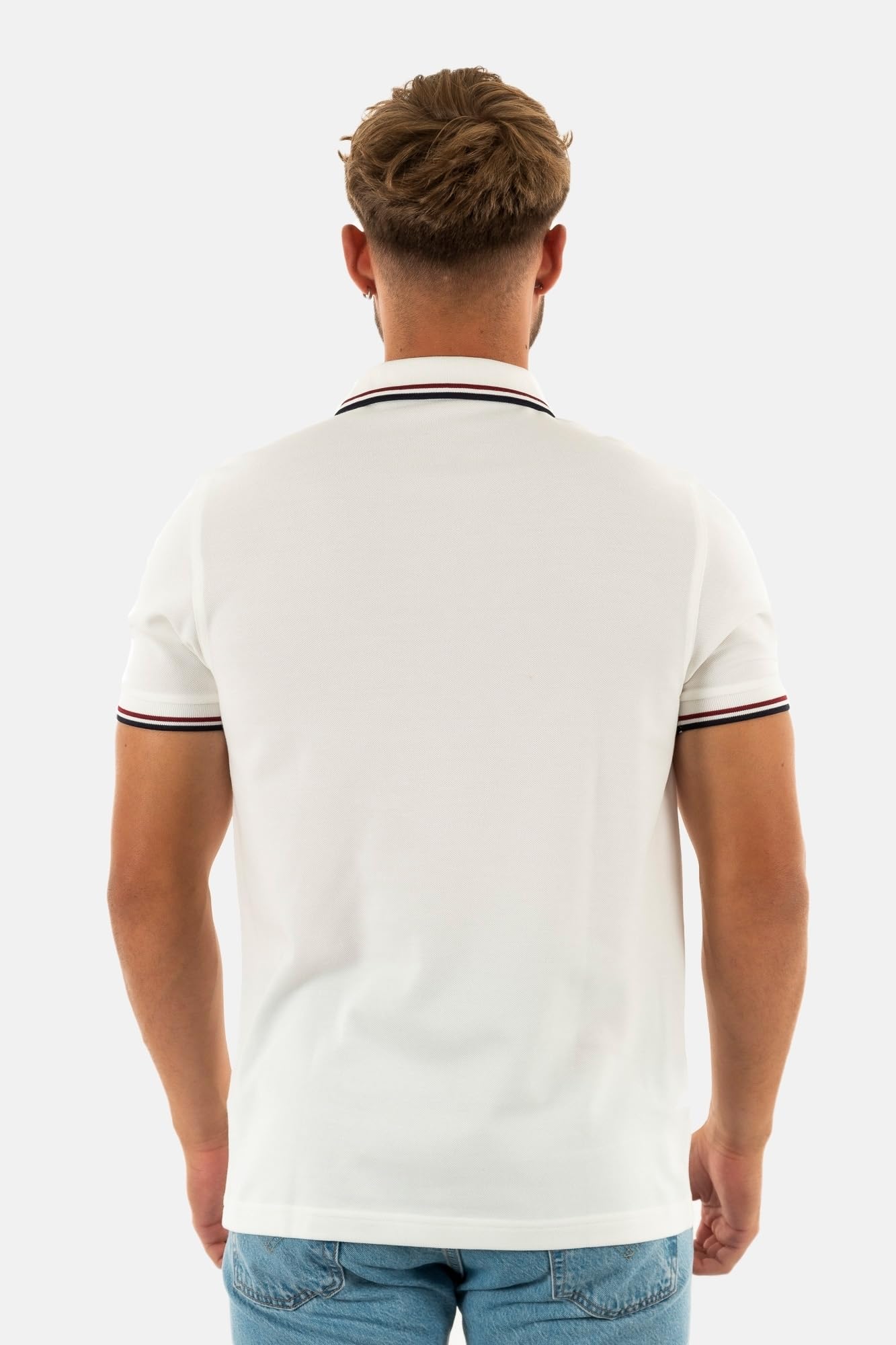 Fred Perry Herren Uomo Polo (Slim Fit) Piquet Stretch Unito M/C Collo E Polsi Rigati Spacchi A Fessura Polo Hemd