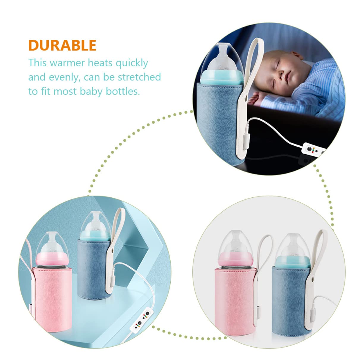 Toddmomy Portable USB Warmer Temperature Insulated Bottle Cover for Use Compatible Feeding Bottles Lightweight and Compact Design