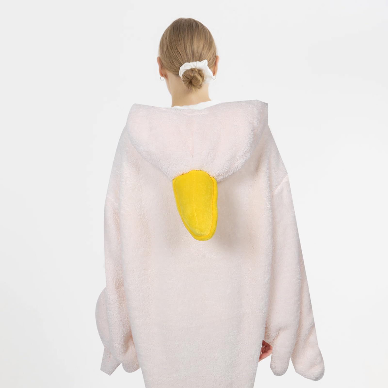 Pigiama Intero Ultra Morbido e Facile da Indossare con Design a Oca in Flanella Bianca per Relax e Sonno Invernale delle Donne