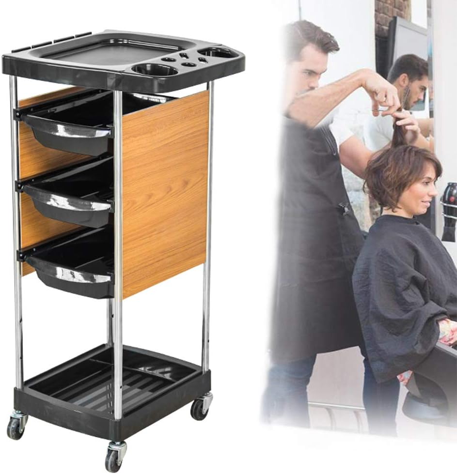 Salon Hairdressing Trolley with 4 Drawers Hairdresser Barber Beauty Storage Hair Spa Roller Cart Salon Tray