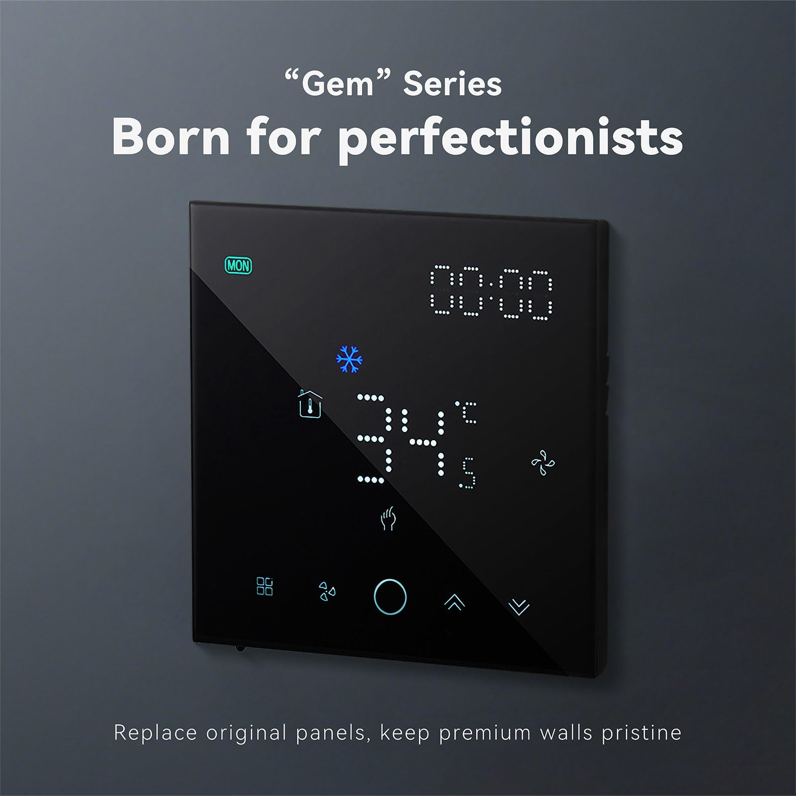 SIXRUN Termostato Intelligente, Termostato, Wireless 4 Pollici Touchscreen per Oltre 40 Marchi AC con Gateway Integrato per il Controllo Climatico della Casa Intelligente (BLACK)