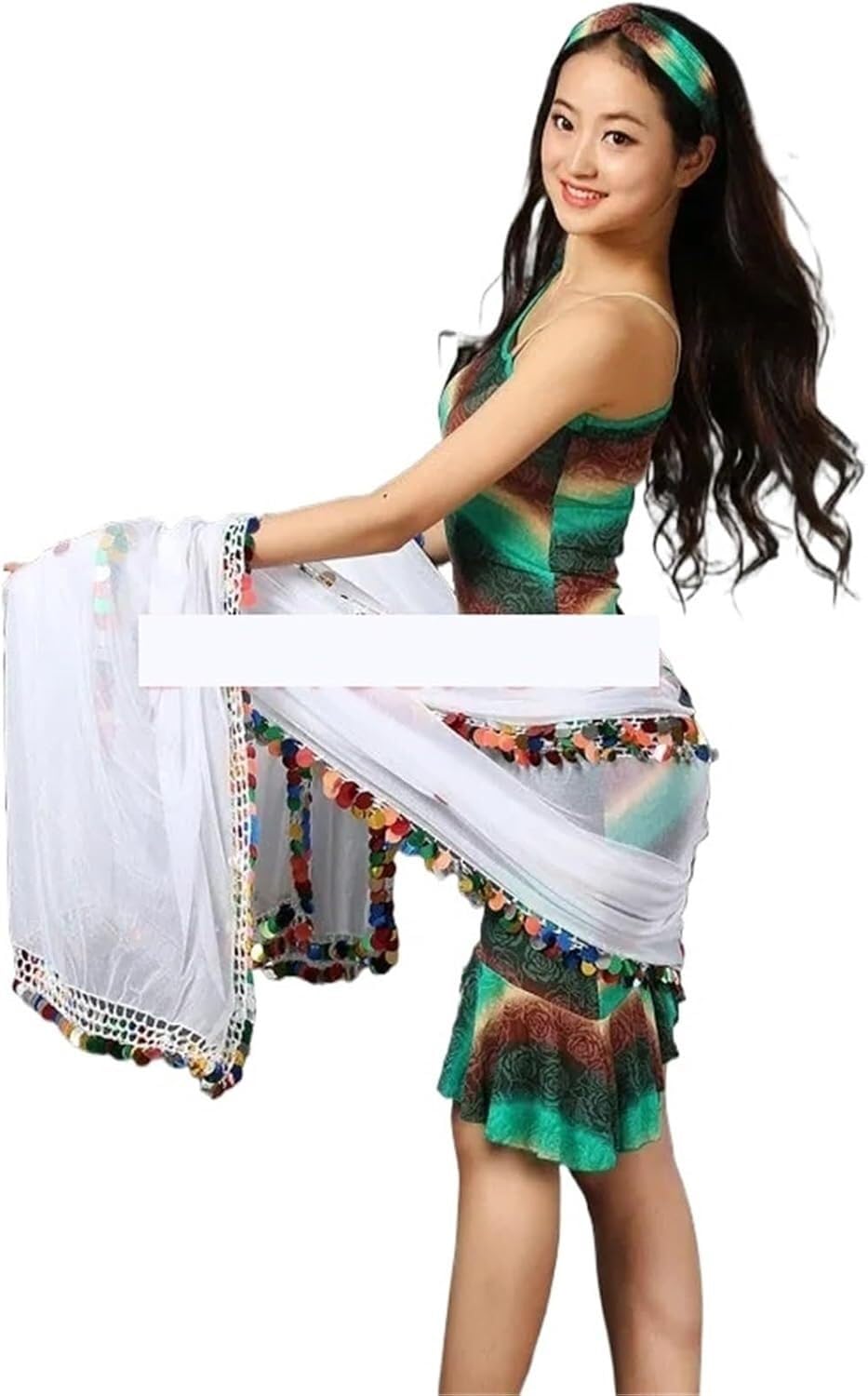 Voile à paillettes de danse du ventre léger en soie pour éviter les chutes