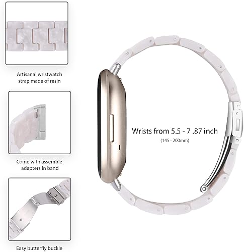 Miniatura 4 de Kabbba Correa de reloj de resina compatible con Fitbit Versa 4Sense 2Versa 3Sense 1, pulsera de repuesto ligera y ajustable para mujeres y hombres