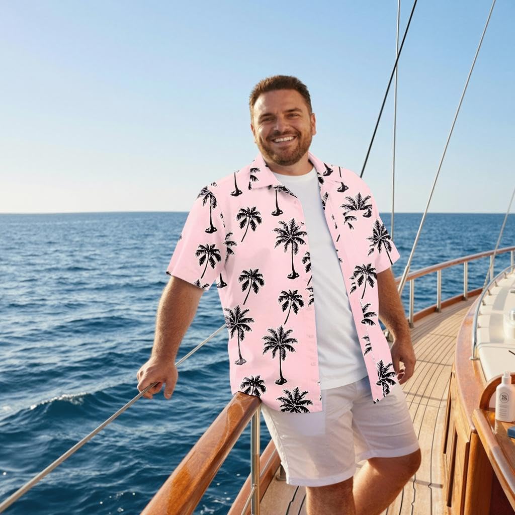 COOFANDY Big and Tall Men's Hawaiian Shirts Short Sleeve Tropical Floral Button Down Shirt Casual Summer Beach Shirts - Image 4