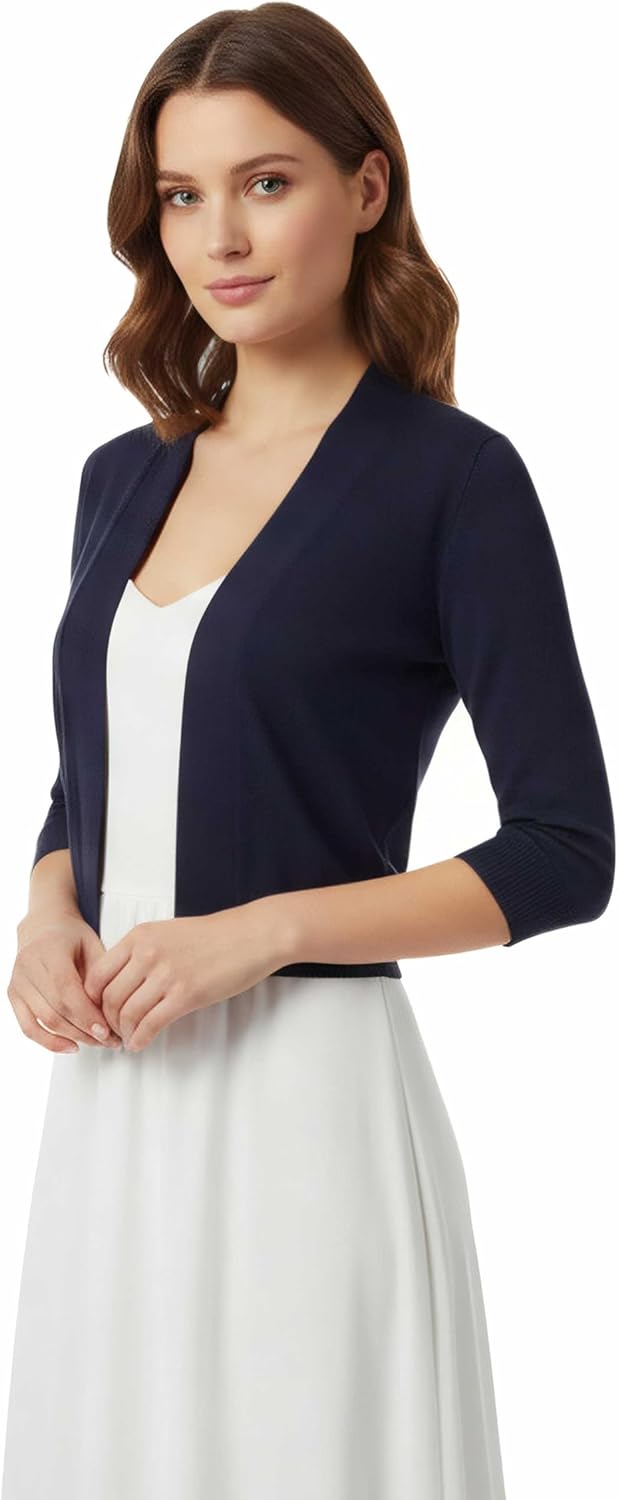 Allsense Women's 3/4 Sleeve Cropped Bolero Shrug Cardigan - Image 2