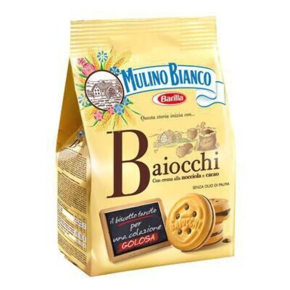 Mulino Bianco:"i Baiocchi" Cookies with cream hazelnut and cocoa 9.17 Oz (260g) [ Italian Import ]