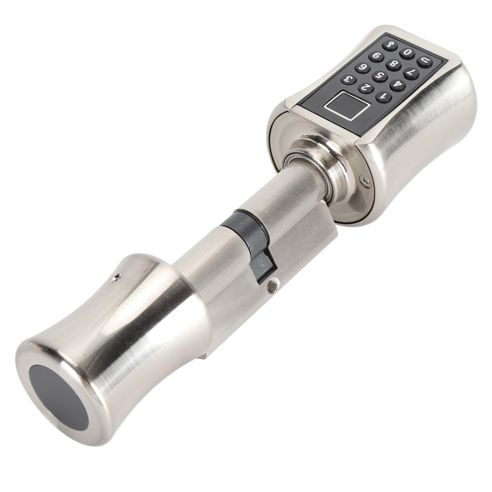Generic Zamek Bębenkowy Bezkluczykowy Szybkie Odblokowanie Skaner Linii Papilarnych Stop Aluminium do Drzwi Antywłamaniowych w Domu (80mm/3,15 cala)