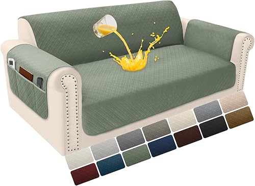 Miniatura 42 de Funda de terciopelo 100 % impermeable para perros, funda de sofá lavable para sofá de 3 plazas, juego de fundas acolchadas y antideslizantes con