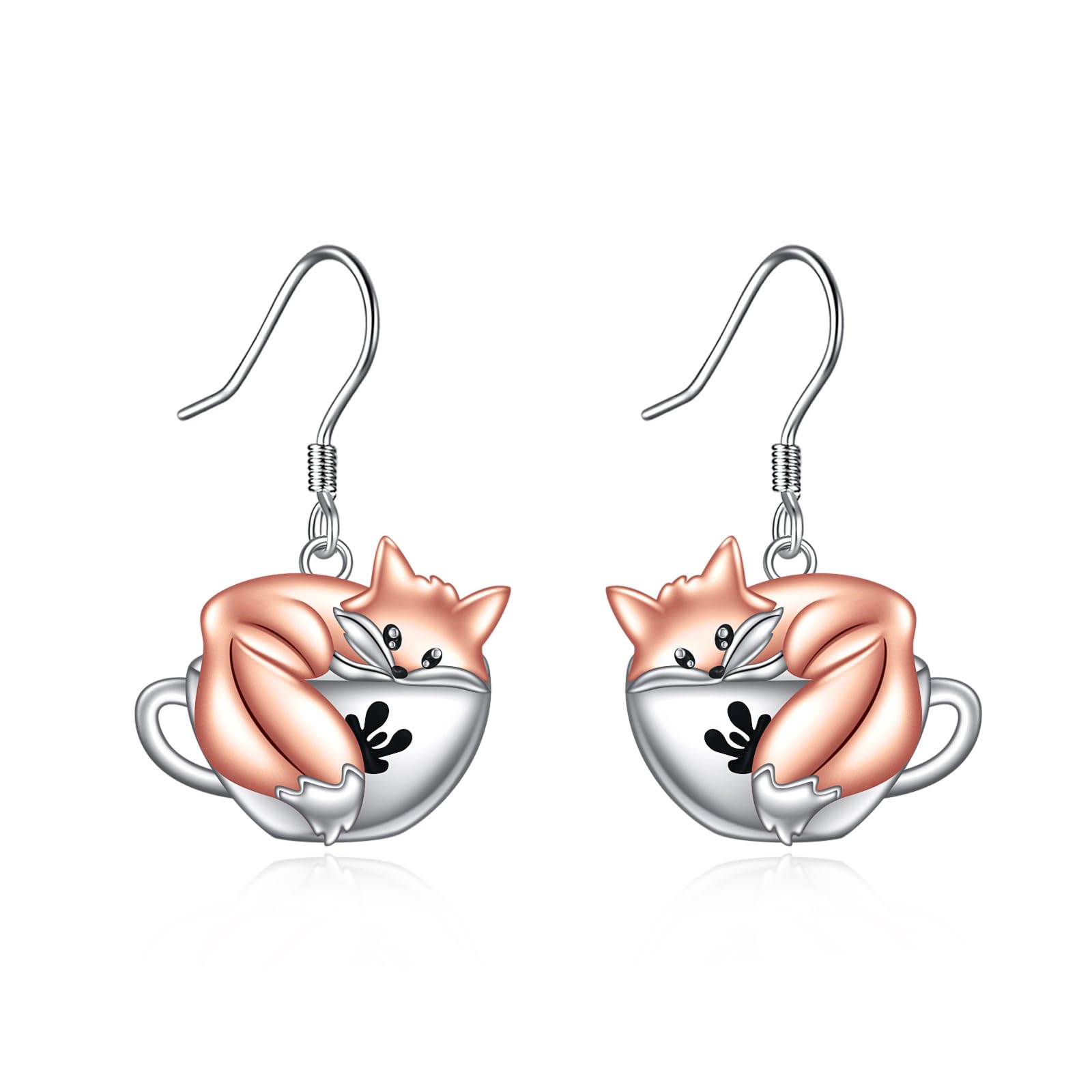 Tier Ohrringe Damen Mädchen Kinder 925 Sterling Silber Panda/Faultier/Koala/Fledermaus/Kürbis/Schwarze Katze/Hund Tassen Hängend Ohrhänger Niedlich Tier Ohrringe Schmuck Geschenk