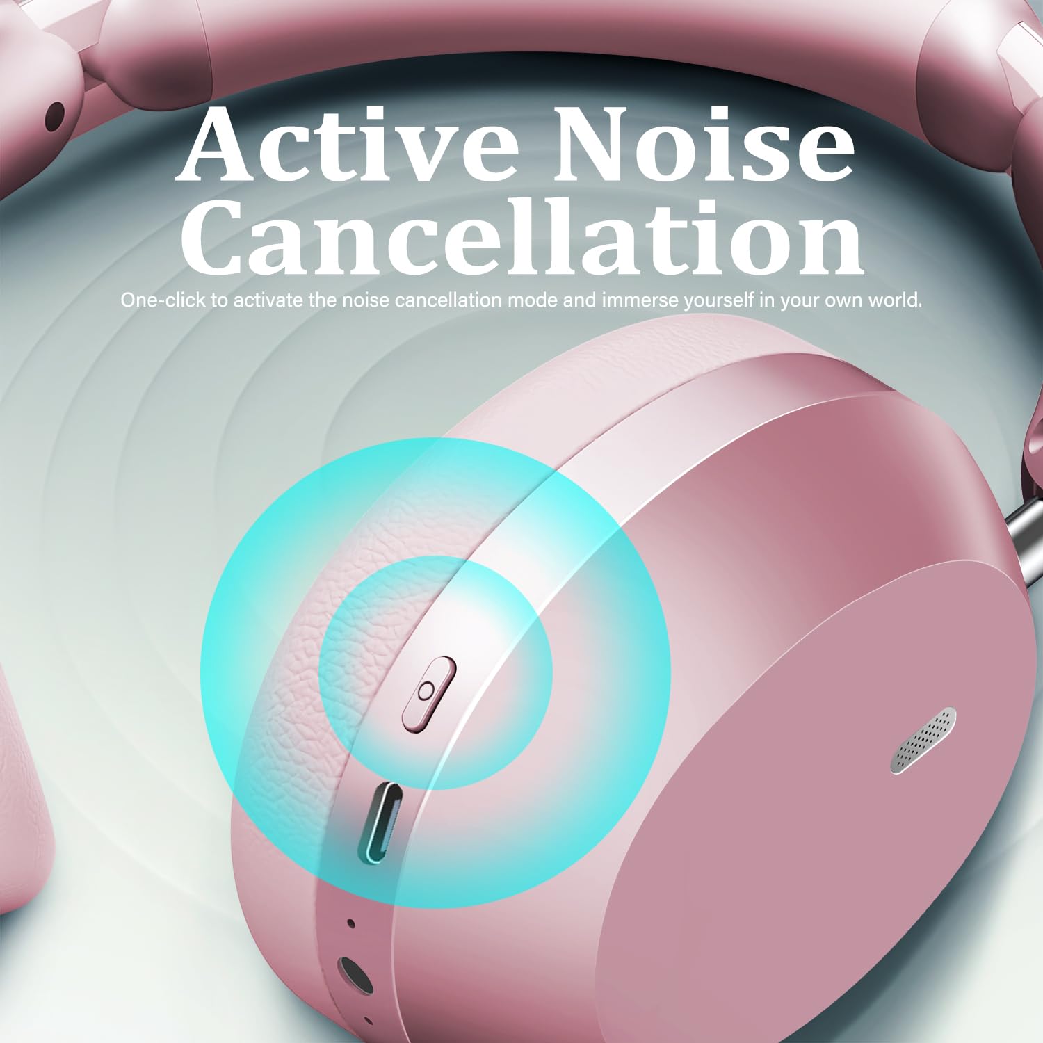 Wentronic Y04 - Cuffie over-ear wireless Bluetooth 5.3 con cancellazione attiva del rumore e suono ad alta risoluzione, 48 ore di riproduzione, morbidi padiglioni auricolari - viaggi, ufficio e casa