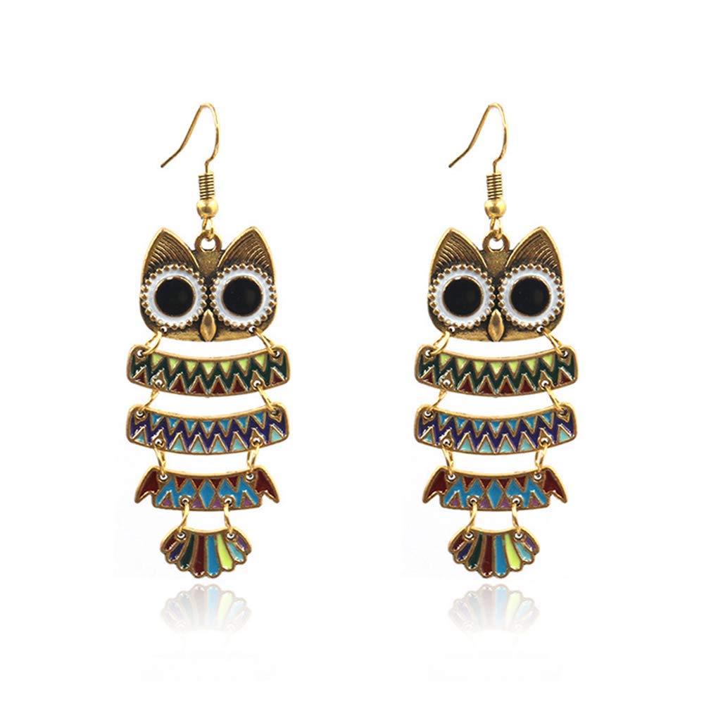 El Regalo Enamel Owl Bird Earrings Cute Animal Themed Bird Dangle Earrings | Owl Multi Layered Danglers for Girls & Women (B07B4GXRC6) Amazon Price History, Amazon Price Tracker