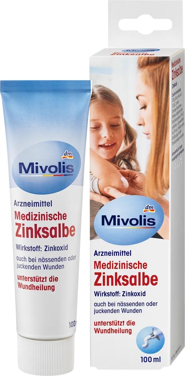 Mivolis Medizinische Zinksalbe Zinksalbe 100 ml – Zur Unterstützung der Wundheilung bei Schürfwunden, Risswunden & Windeldermatitis