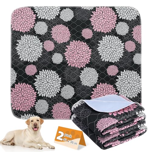 Image of KOOLTAIL Washable Pee Pads for Dogs, 2 Pack Super Absorbent Reusable Puppy Training Pads Waterproof, Nonslip and Leak-Proof Dog Pee Pads, Large Pet Mats Whelping Pads for Floor, Crate, Couch, 36 inchx41 inch