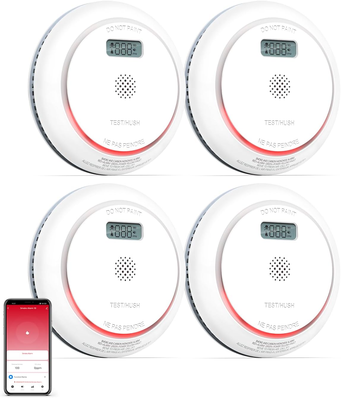 SITERWELL 2.4G Smart Smoke Detector Carbon Monoxide Detector Combo with