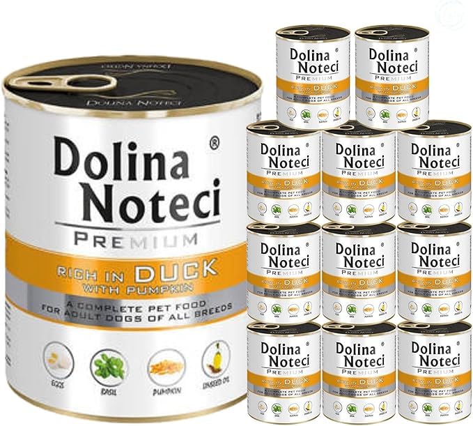 Dolina Noteci Premium – Gluten-Free Wet Dog Food 800g – High Meat Content – Natural Meal for Adult Dogs – No Artificial Additives – Omega 3 & 6 (Duck With Pumpkin, 12x800g)