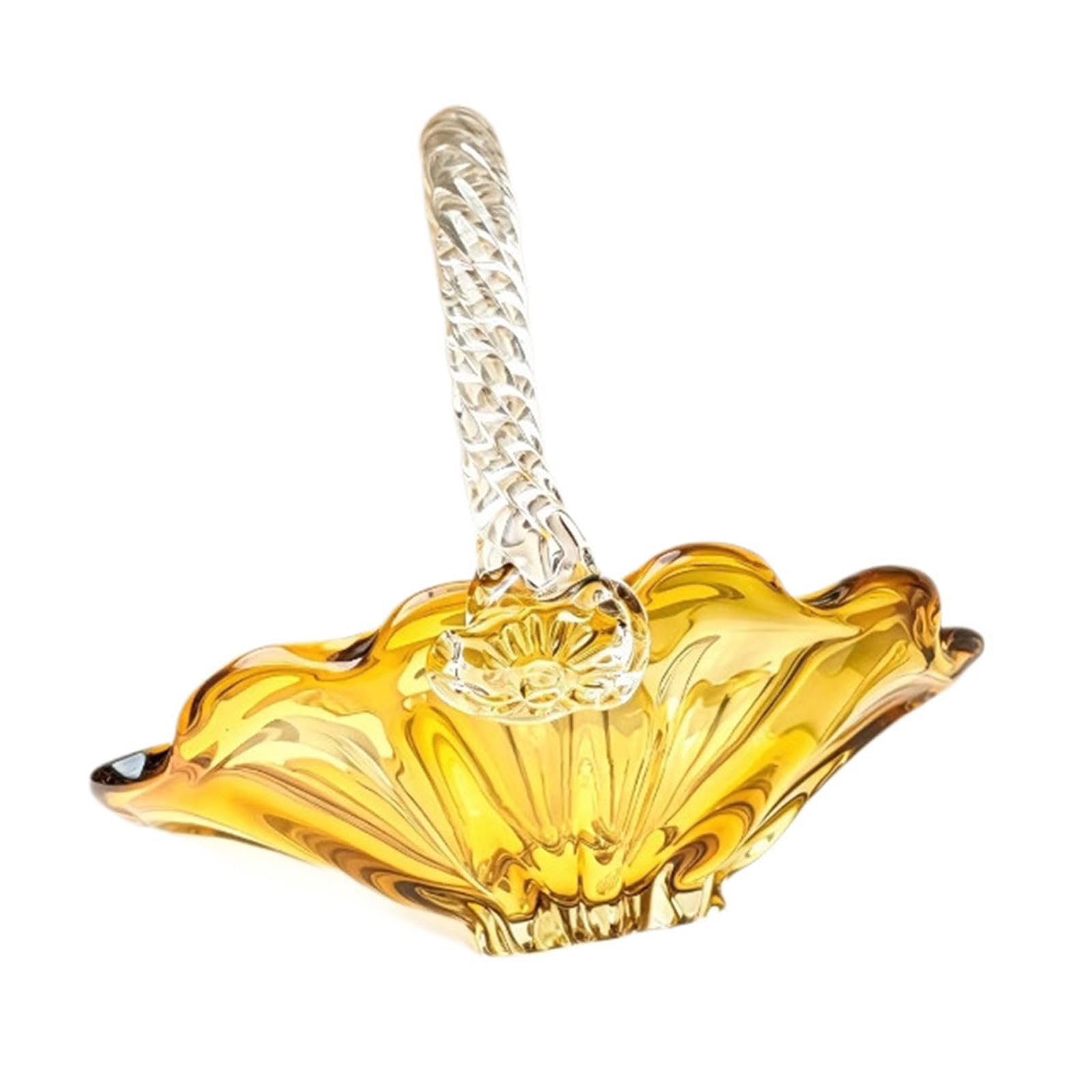 Ljmyy Glass Fruit Basket With Twisted Handle French Decorative Serving Bowl For Dining Table Centerpieces Dessert Plate