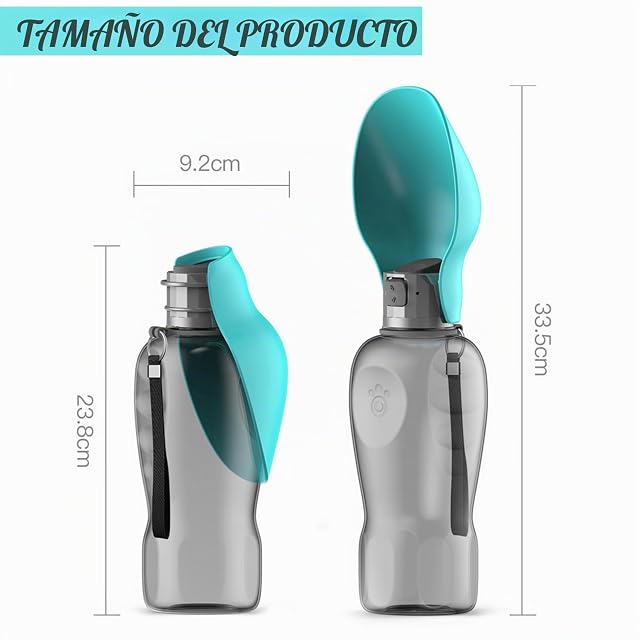 Foto 2 de 7 de PIWOSGOL 800ML Bebedero Perro Portatil Botella Agua Perro 2 in1 Botella Perros Agua para Perros con Cuenco…