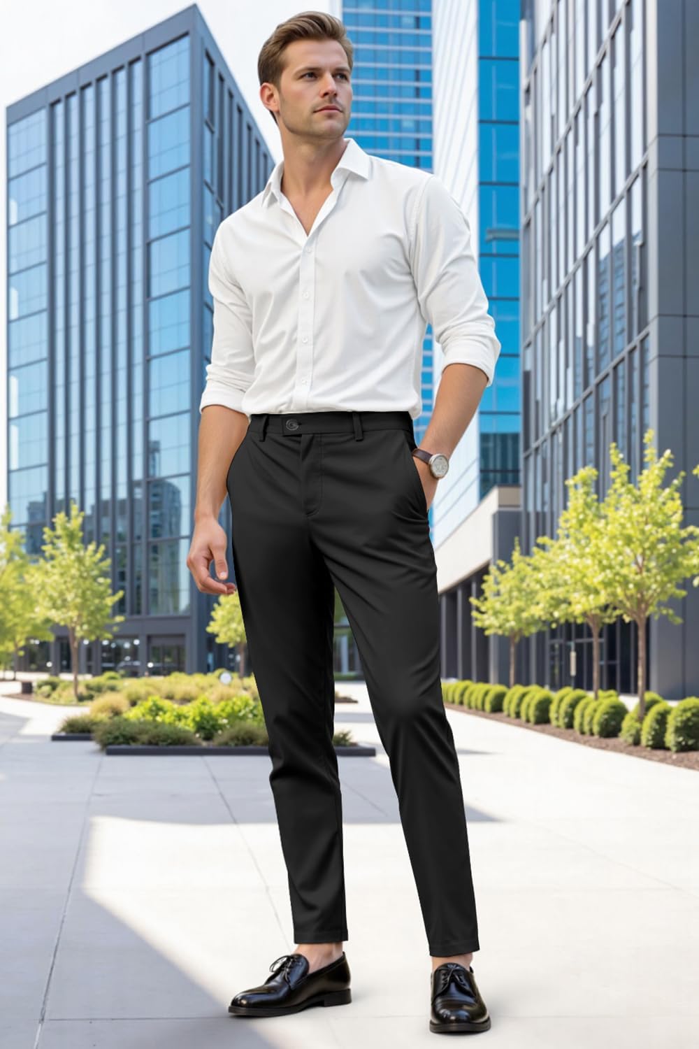 GINGTTO Pantalones Chinos Hombre Elásticos Slim fit Pantalón de Vestir Ajustados para Hombres
